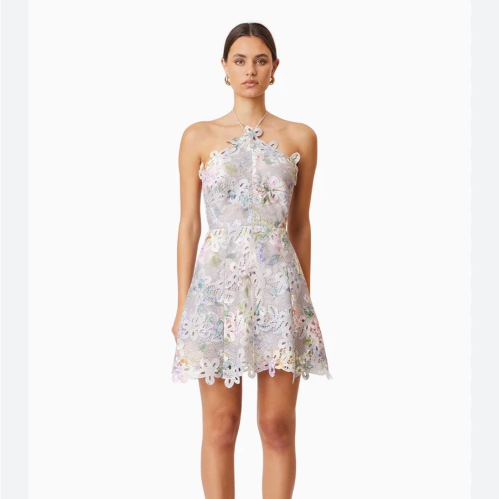 Elliatt Pastel Floral Lace Mini Dress